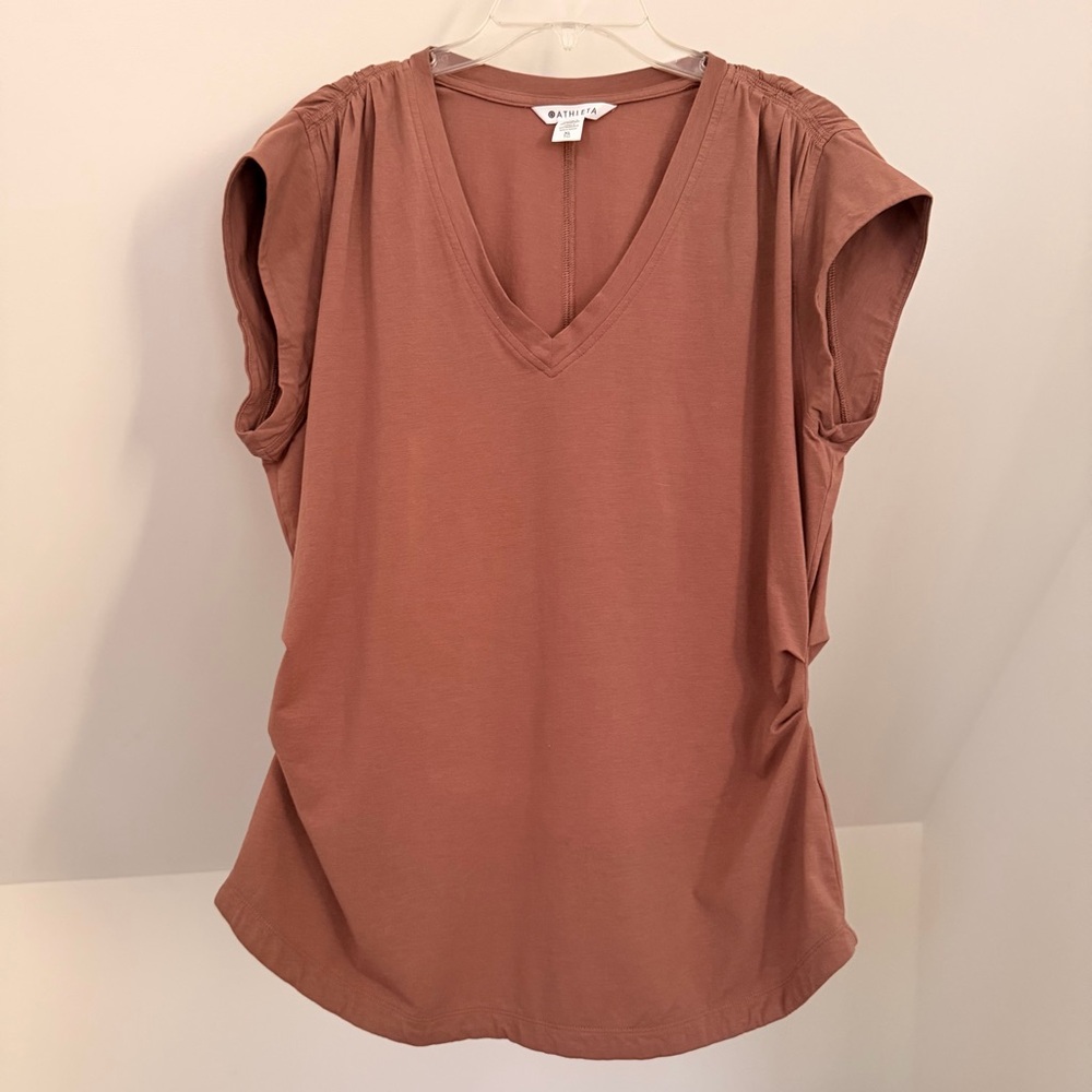 Athleta Outbound V-Neck Blouse in Brown, EUC, Size XL